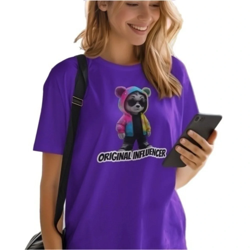 The Blind Medium | Original Influencer Purple Teddy Bear Graphic Print Shirt